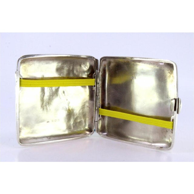 Silver Cigarette Case with Engraved Plant Motifs and Curved Monogram Card For Sale - Image 6 of 8