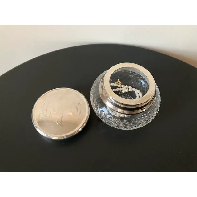 Mid 20th Century Mid 20th Century English Art Glass and Silver Vanity Box For Sale - Image 5 of 12