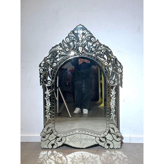 Vintage Venetian Etched Mirror For Sale - Image 4 of 5