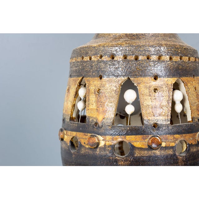 Ceramic Openwork Ceramic Table Lamp by Georges Pelletier, France, 1970s For Sale - Image 7 of 10