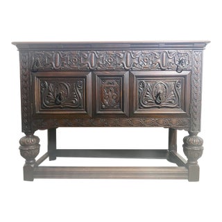 Antique Carved Oak Sideboard or Buffet by the H Krug Furniture Company . For Sale