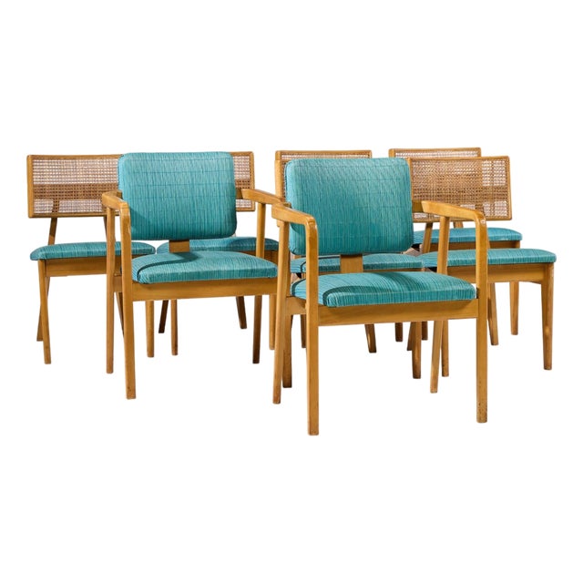 George Nelson for Herman Miller Model 4663 Mid Century Walnut Dining Chairs - Set of 8 For Sale