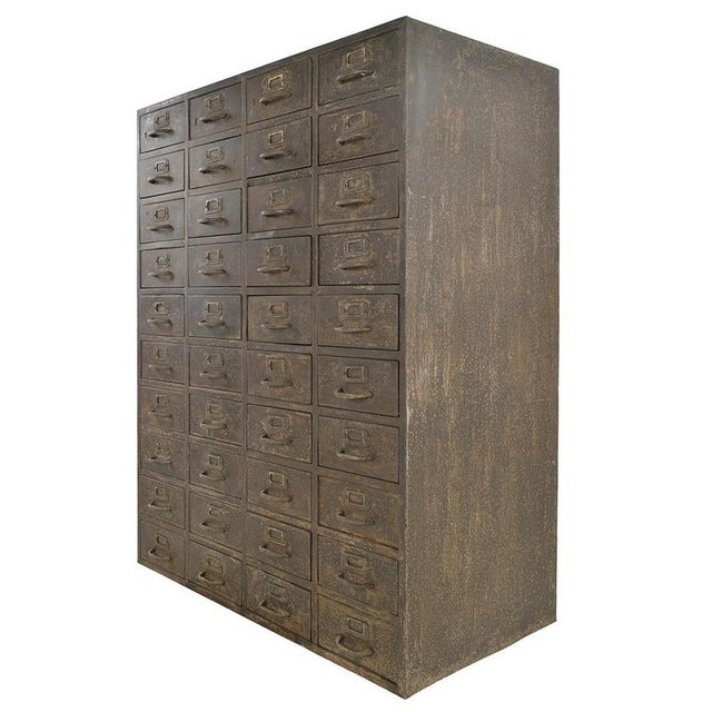Industrial Industrial Style Storage Unit in Patinated Metal with 40 Drawers For Sale - Image 3 of 8