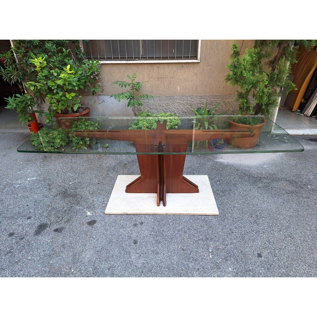 Vintage Table in Walnut Wood with Marble Base by Giorgio Raponi, 1950s For Sale - Image 4 of 17