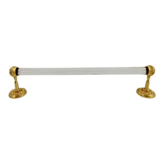 Sherle Wagner Ribbon & Reed 22kt Gold Plated Brass and Crystal Fluted Towel Bar For Sale