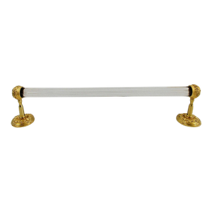 Sherle Wagner Ribbon & Reed 22kt Gold Plated Brass and Crystal Fluted Towel Bar