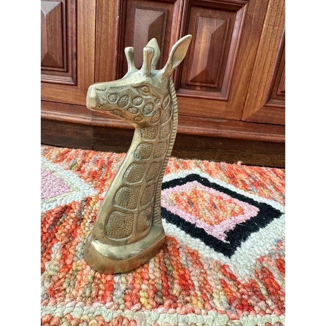 Safari Vintage Brass Giraffe Bust Sculpture, 7.5″ Tall, Made in Taiwan, C. 1970s For Sale - Image 3 of 5