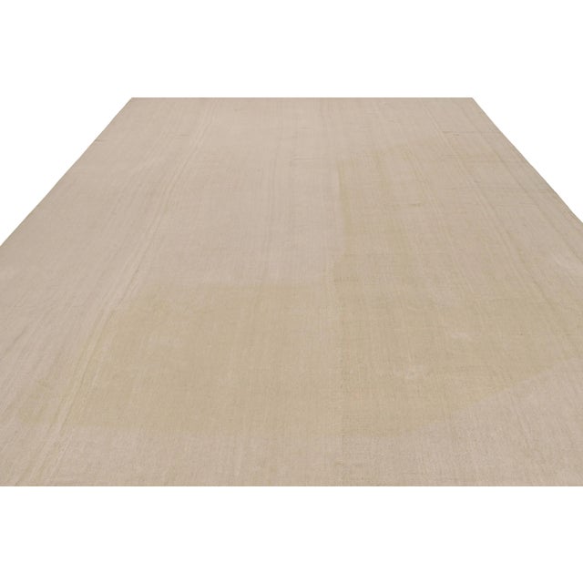 Traditional Antique Paneled Persian Kilim and Plain Rug With Beige Striae, From Rug & Kilim For Sale - Image 3 of 7