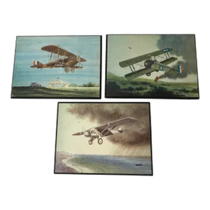 1969 Kentucky Historical Airplanes Art Plaques by Hank Chapman - Set of 3