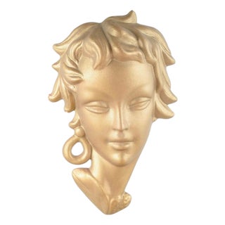 Italian Terracotta Female Head Wall Relief, 1950s For Sale