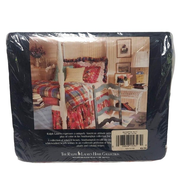 Textile Vintage Ralph Lauren Southampton Floral Beach Multi Twin Fitted, New Old Stock For Sale - Image 7 of 7