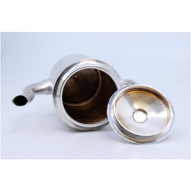 Metal Art Nouveau Silver Teapot with Embossed Flowers For Sale - Image 7 of 10