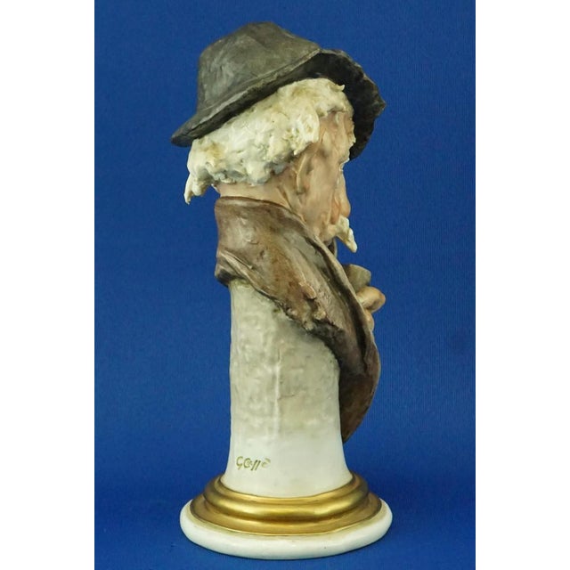 20th Century Ironic Bust of an Elderly Man with a Pipe by Giuseppe Cappè for Capodimonte, Italy, 1950s For Sale - Image 6 of 18
