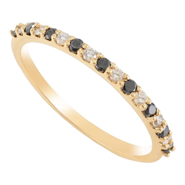 Alternate Black White Diamond Half Eternity Band Size 7 For Sale