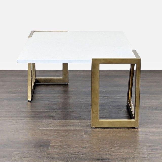 Century Furniture Century Furniture Faux Stone Top Coffee Table With Brass Legs For Sale - Image 4 of 7