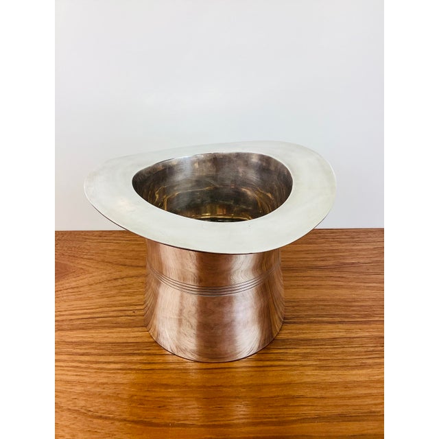 Metal Vintage Silver Top Hat Ice Bucket Wine Chiller For Sale - Image 7 of 8