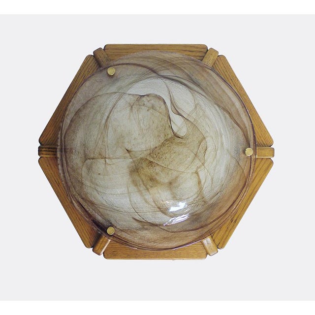 German Murano Glass & Wood Ceiling Lamp from Kaiser Idell / Kaiser Leuchten, 1960s For Sale - Image 4 of 10