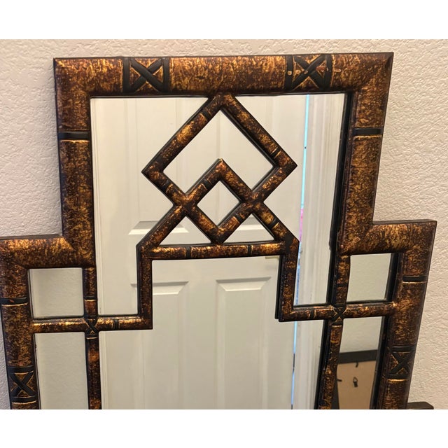 Vintage Faux Tortoise Shell Finish Mirror For Sale - Image 9 of 10
