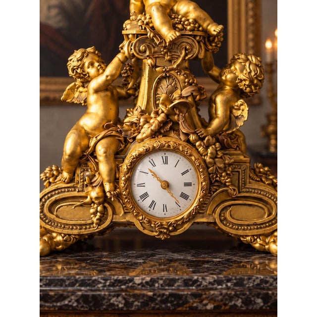 19c French Maker Louis XVI Gold Bronze Mantel Clock For Sale - Image 15 of 16