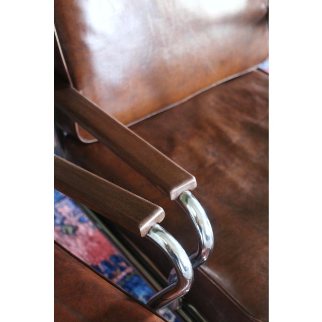 Chrome 1940s Art Deco Style Pair of Chromecraft Brown Chairs For Sale - Image 8 of 17