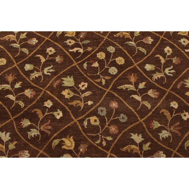 Aubusson Rug 9’11” X 13’5” Brown Wool Traditional Hand-Knotted Oriental Carpet For Sale In Philadelphia - Image 6 of 15