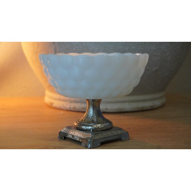 Mid-Century Modern Milk Glass Compote Bowl For Sale - Image 3 of 6