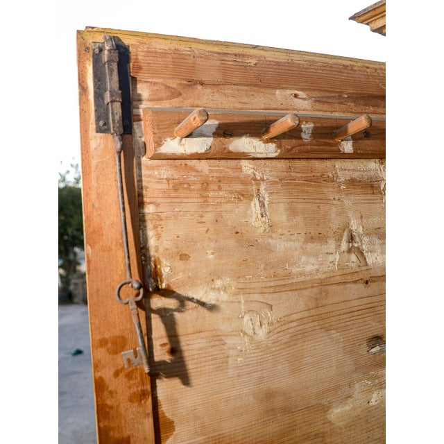 Black Antique Rustic Two-Door Wardrobe in Yellow Lacquered Fir Wood, Italy, 1800s For Sale - Image 8 of 18