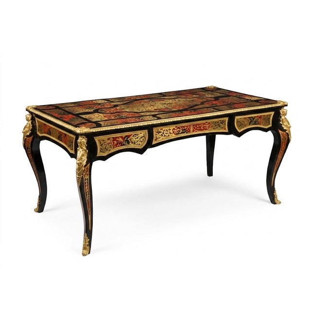 Boulle-style writing desk, france, late 19th century an elegant french-style centerpiece writing desk, crafted in the...