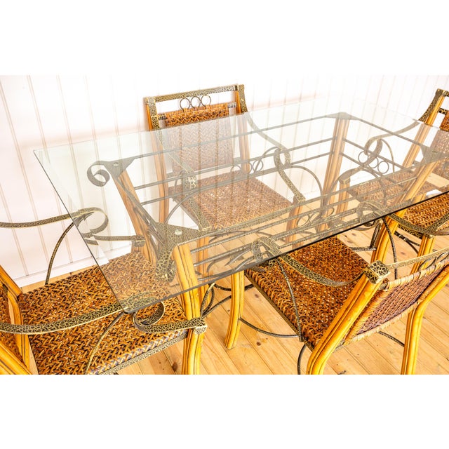 Vintage Bohemian Glass Dining Table and Armchairs, 1970s, Set of 5 For Sale - Image 17 of 18