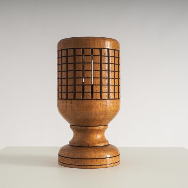 Brown Vintage Wooden Lattice Accent Lamp, 1960s For Sale - Image 8 of 16