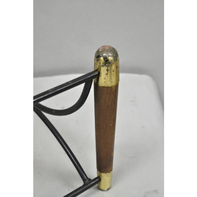 Mid 20th Century Modern Wood & Wrought Iron Magazine Rack Fireplace Log Holder For Sale - Image 4 of 11