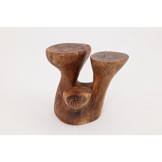 Contemporary Walnut Wood Sculptural Side Table by Logniture For Sale - Image 3 of 14