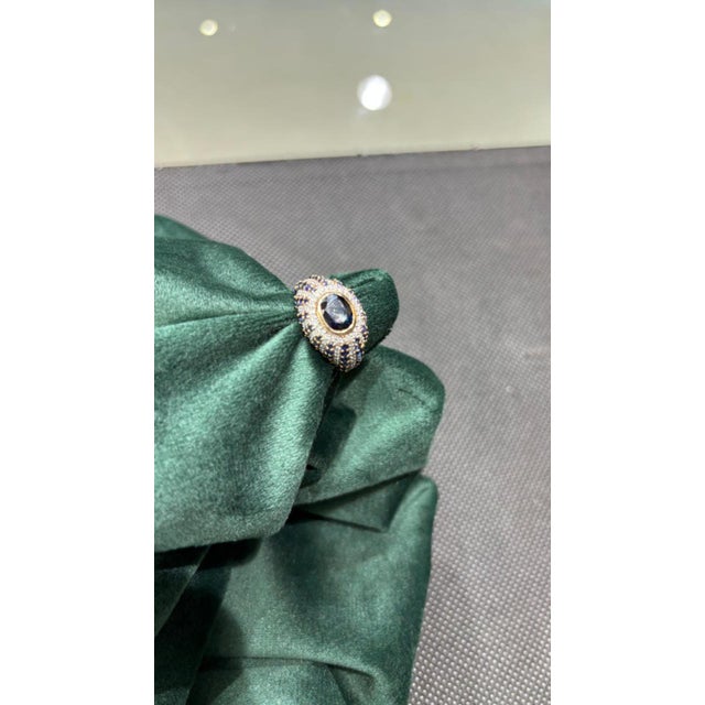 Gemstone Natural 18k Gold 0.81cts Diamond & 4.67cts Sapphire Ring, New Design For Sale - Image 7 of 8