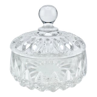 Vintage Cut Crystal Lidded Candy Dish For Sale