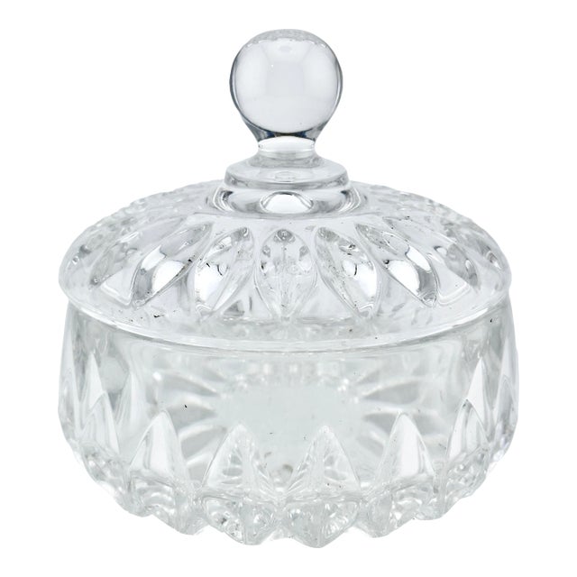 Vintage Cut Crystal Lidded Candy Dish For Sale