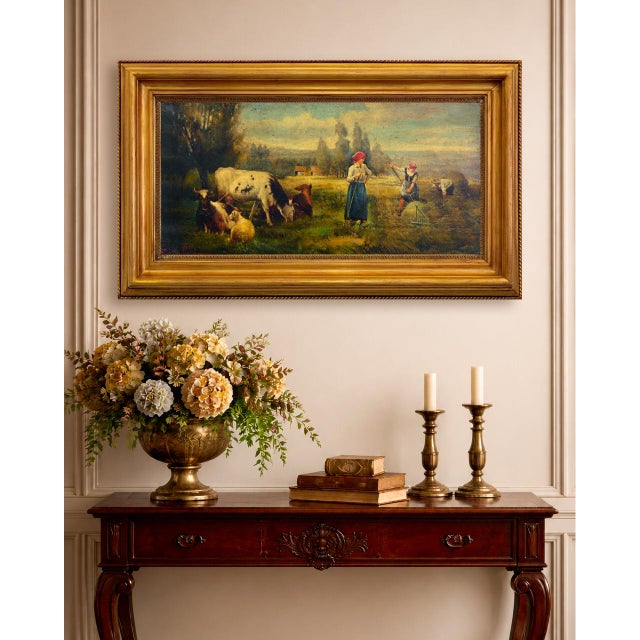 Emilio Pergola, Rural Scene with Cattle, 1990s, Oil on Canvas, Framed For Sale - Image 7 of 9