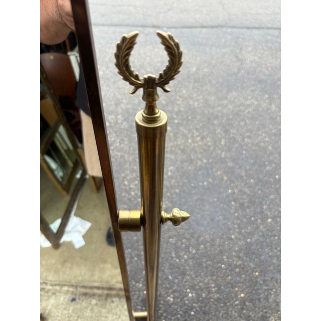 Brass Vintage Hollywood Regency Brass Cheval Mirror For Sale - Image 8 of 10