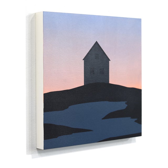 After the Sun - Moody Serene Sunset Landscape Acrylic Painting on Panel Original Artwork by Mike Gough For Sale - Image 4 of 9