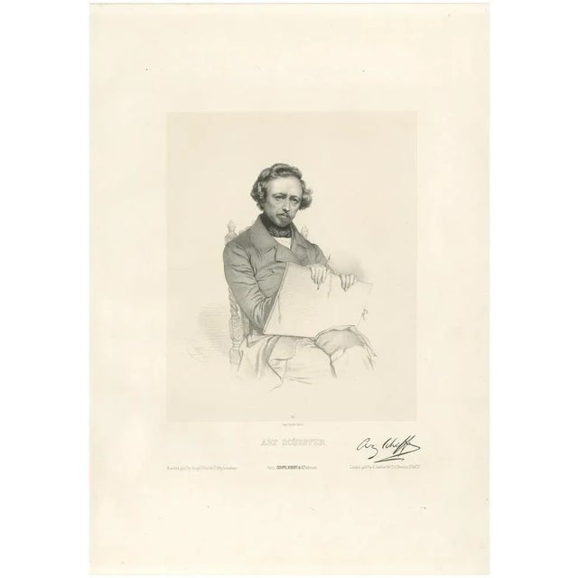 Le Gout-Gérard, Portrait of Ary Scheffer, 1855, Lithograph For Sale - Image 10 of 10