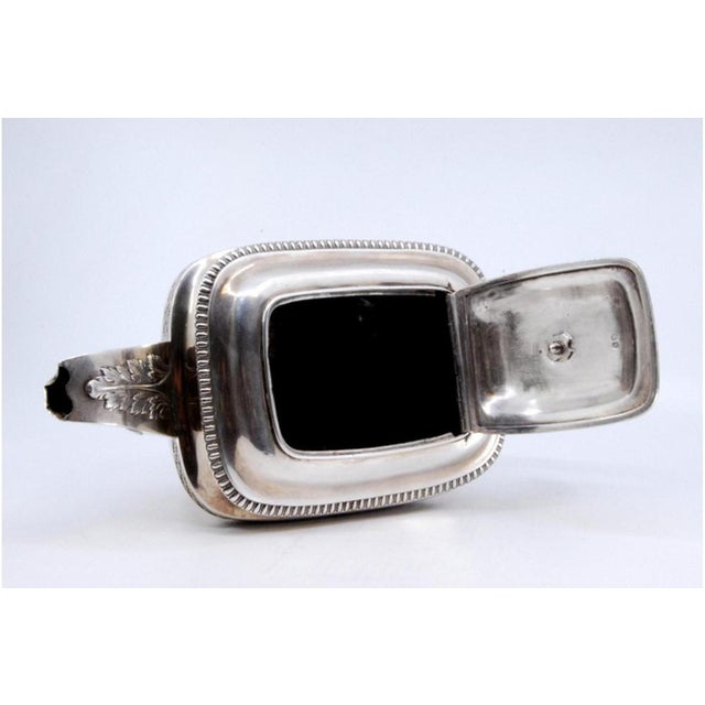 Metal Silver Teapot with Handle and Knob in Chestnut Wood and Pearls For Sale - Image 7 of 10