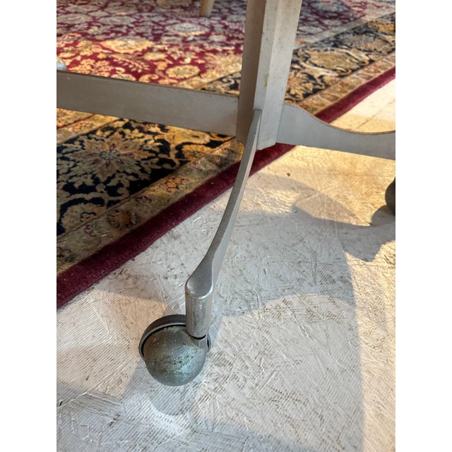 Vintage Industrial Gasser Chair Co. Rolling Settee in Burgundy Faux Leather For Sale In Greensboro - Image 6 of 12