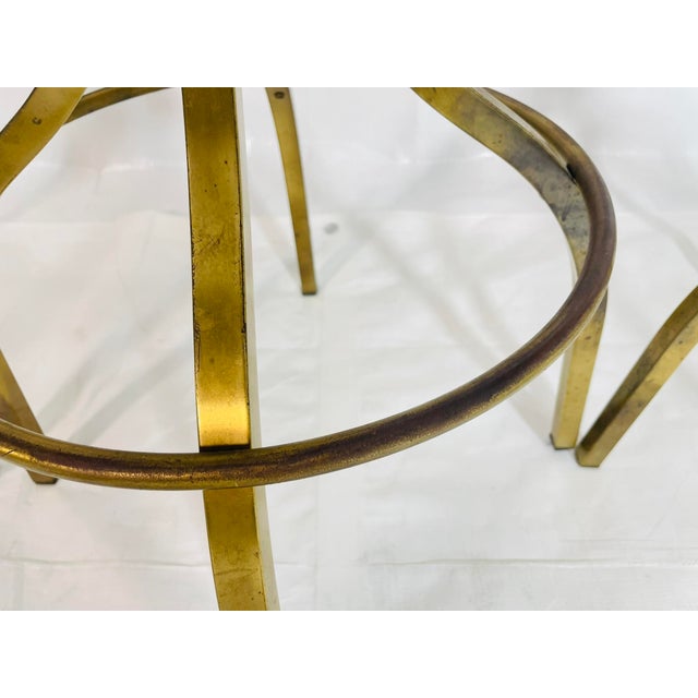 Set of 3 Attributed to Charles Hollis Jones “Sinatra” Solid Brass Swivel Bar Stools, Usa 1960's For Sale - Image 16 of 18