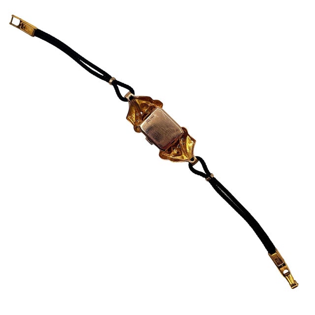 Rose 1940s Women's 14k Gold Wristwatch W/ Ruby & Diamond Accents by Jacoby-Bender For Sale - Image 8 of 16