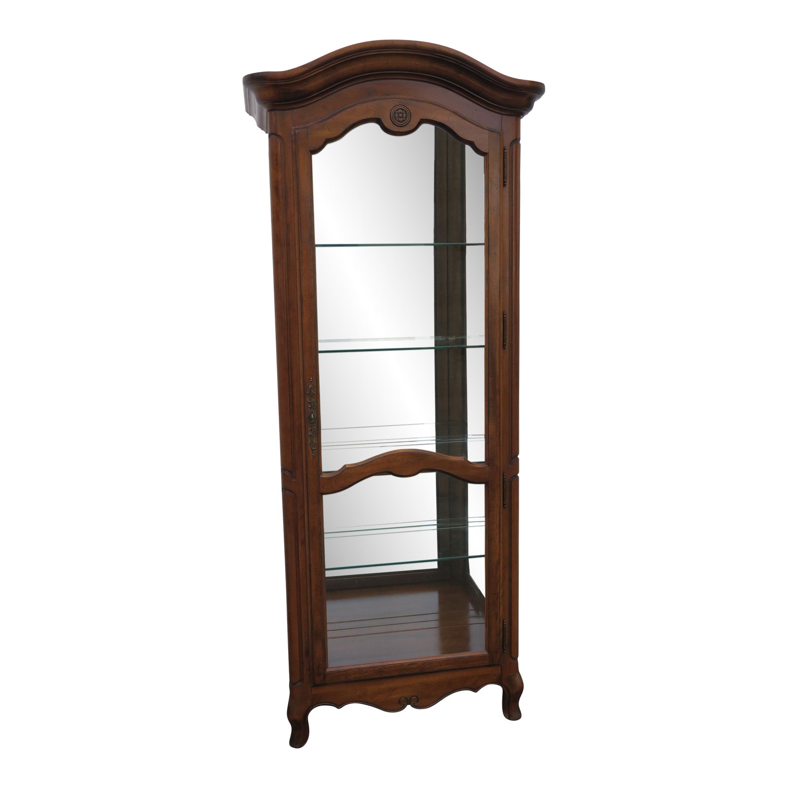 French Solid Cherry Tall Narrow China Display Cabinet Cupboard by Ethan ...