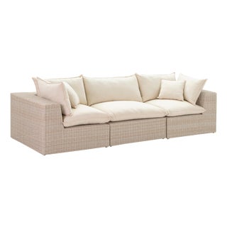 Cali Natural Wicker Outdoor Modular Sofa For Sale