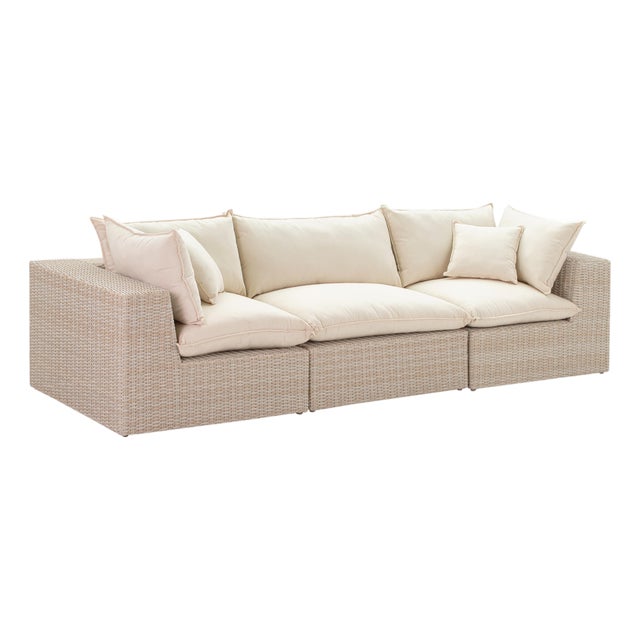 Cali Natural Wicker Outdoor Modular Sofa For Sale