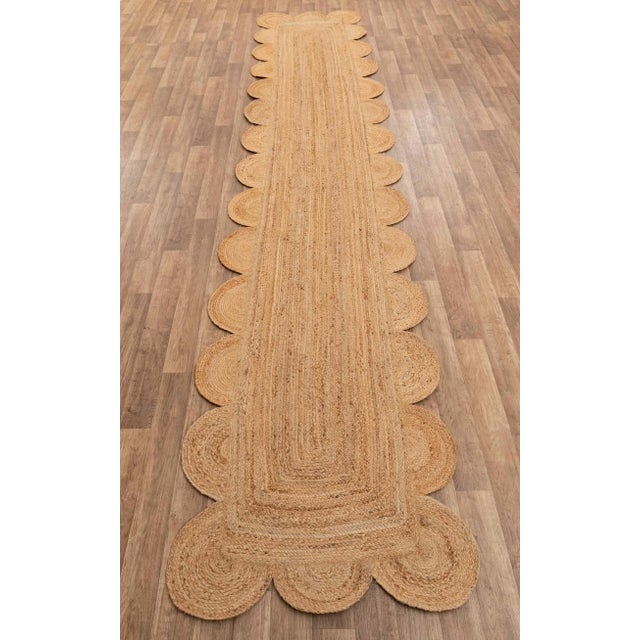 Not Yet Made - Made To Order 3x20 Ft. Natural Color Jute Scallop Handmade Bohomian Rug Runner For Sale - Image 5 of 11