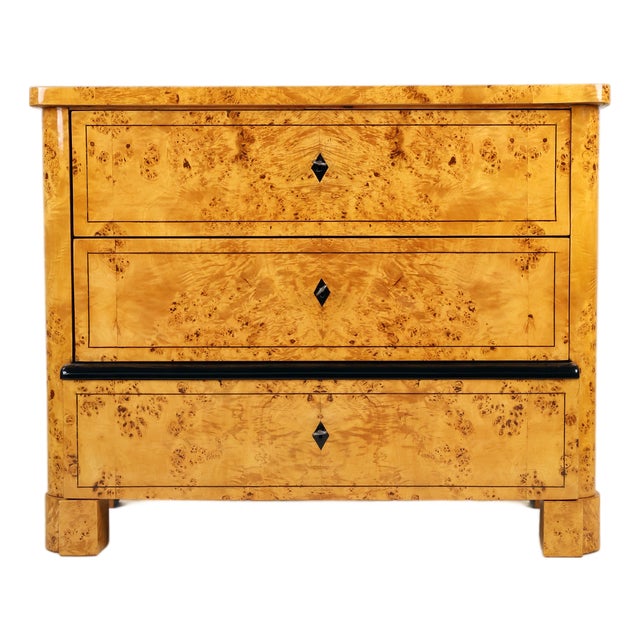 Biedermeier Chest of Drawers in Maple Burl, 1830 For Sale