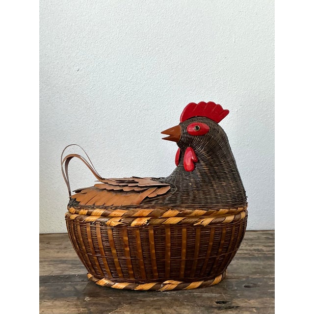 Vintage Shanghai Weave Chicken Basket For Sale - Image 4 of 12