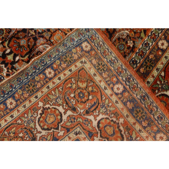 Persian Early 20th Century Persian Meshad Rug in Burgundy, Blue and Beige For Sale - Image 3 of 7